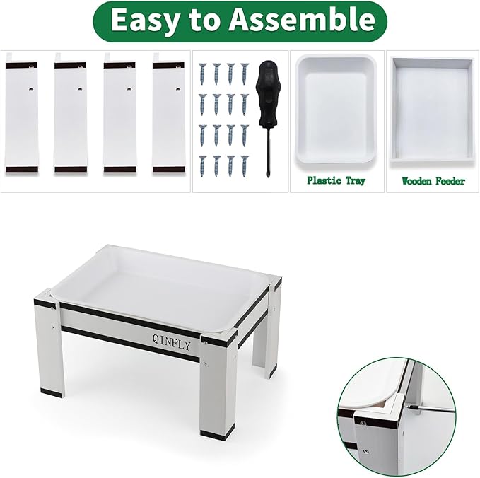Large Chicken Feeder Starter Kit with Removable Plastic Tray,Chicken Picnic Table Feeders No Waste,Coop Accessories for Real Chickens Supplies