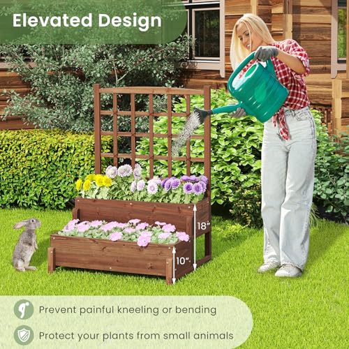 2 Tier Raised Garden Bed with Trellis & Legs
