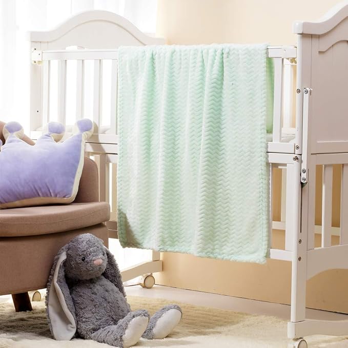 CREVENT 30''X40'' Soft Cozy Warm Baby Blankets for Boys Girls Solid Color - All Season Use - Newborn Essentials (Wave Avocado Green)