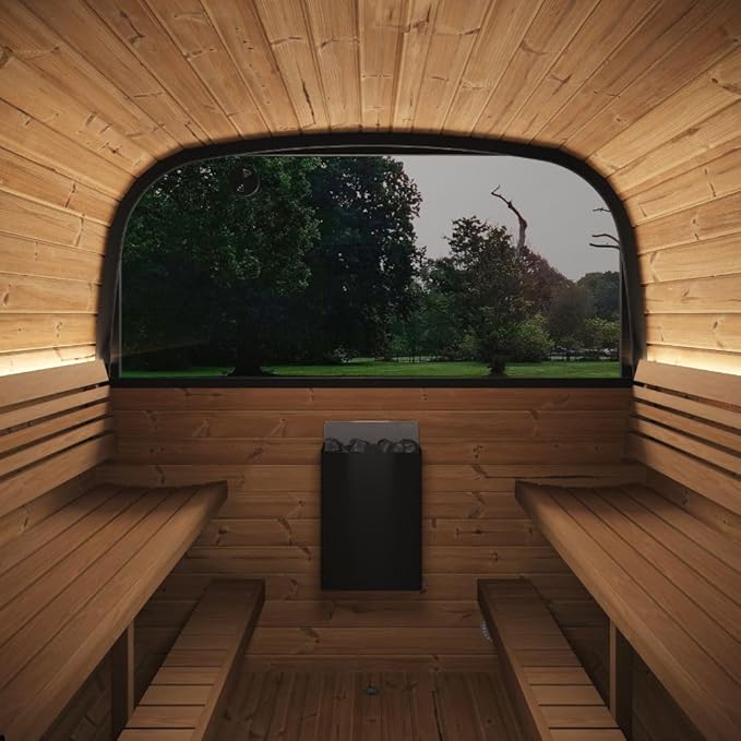 Model CL12GCP, Cube-Series Outdoor Home Sauna Suite Kit, Up to 8 Persons (Sauna Heater and Sauna Stones Included) (HIVE MINI 11 WiFi - Glass)