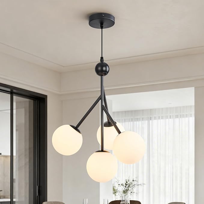 4 Light Contemporary Black Chandelier
