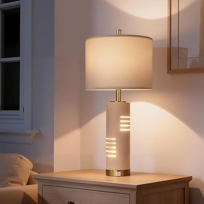 27.5" Faux Stone Table Lamps Set of 2