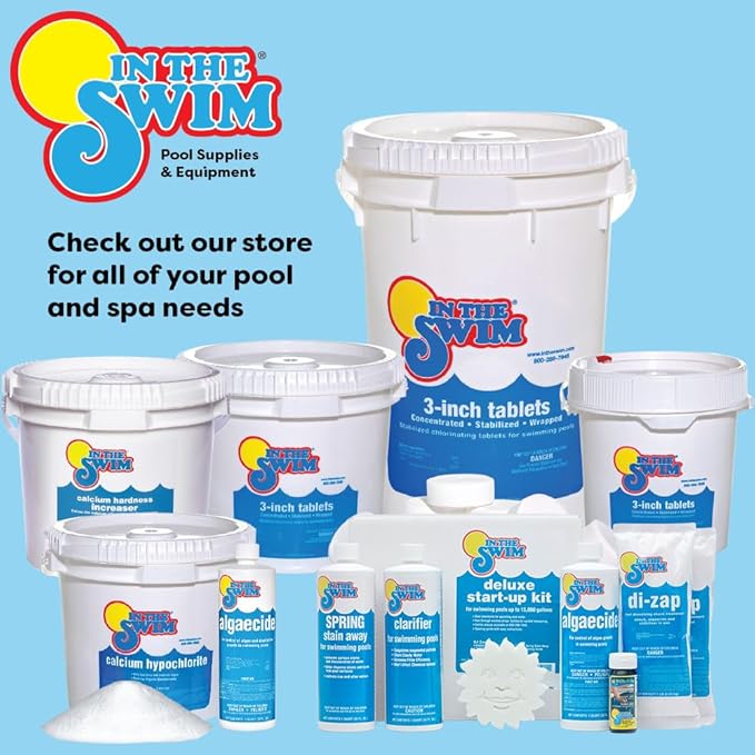 In The Swim Chlorine and Shock Bundle for Sanitizing Swimming Pools – Includes 10 Pound Bucket of 4-Inch Chlorine Sticks and 6 x 1 Pound Bags of 68% Cal-Hypo Pool Shock