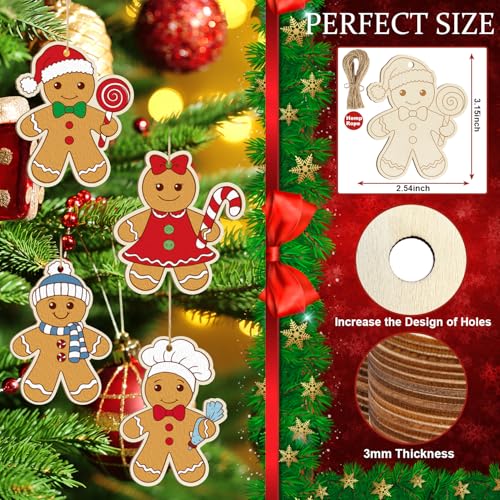 36PCS Wooden Christmas Ornaments to Paint (36 Count)