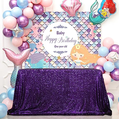 Sequin Tablecloth 60x120 Inch Purple for Wedding Halloween Party