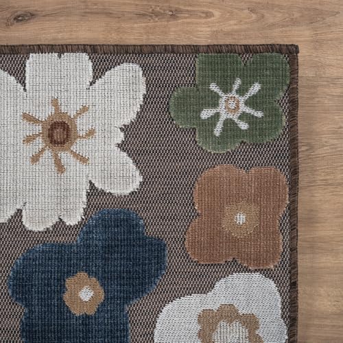 Outdoor Rug 6x9 Modern Floral Tropical Area Rugs for Outdoor and Indoor Patio Easy to Clean Non Shedding Living Room Porch Garden Washable Outside Carpet (58.5 Sq Ft)