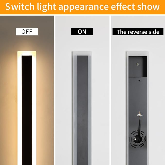 Mikeru 2Pack 47.2inch Modern Outdoor Exterior Wall Light, 3000k/4500k/6000k 3