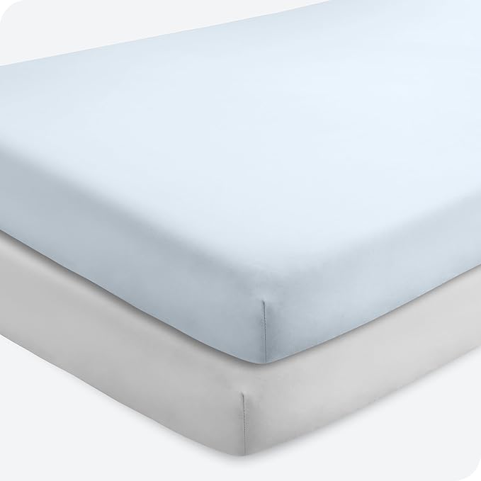 Bare Home 2-Pack Fitted Crib Sheets - Premium 1800 Ultra-Soft Microfiber - Breathable - Baby Sheet - for Boys & Girls - Fits Standard Crib and Toddler Mattresses (Sky Blue/Cloud Grey)