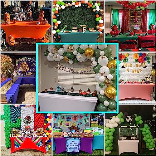 8FT Table Cloth for Rectangular Spandex Emerald Green Table Cover