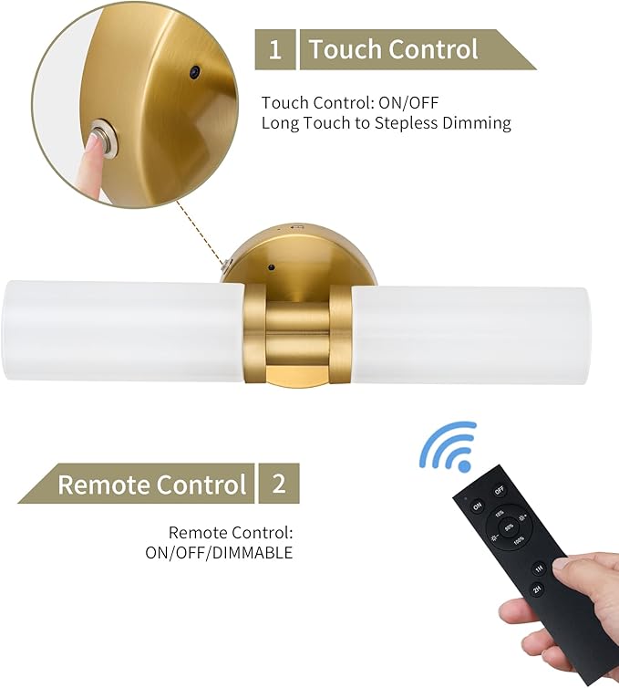 Rechargeable Battery Operated Wall Sconce, 8000mAh Cordless Wall Light
