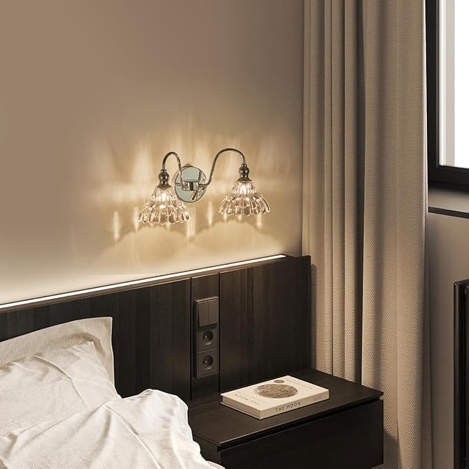 Chrome 2-Light Wall Sconces Bathroom Vanity Light Light Fixtures Modern Vanity