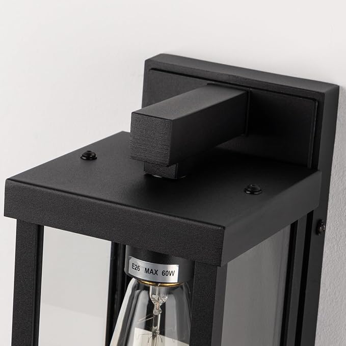 mirrea 11" Classic Outdoor Wall Sconce 1 Light in Matte Black Rectangular Metal