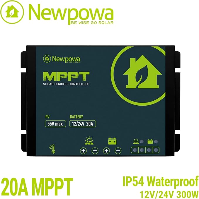 Newpowa 200W Portable Solar Panel Kit with Adjustable Kickstand Case,200Watt 12Volt Foldable Panel+20A MPPT Controller+20FT Controller Cable+20ft 12AWG