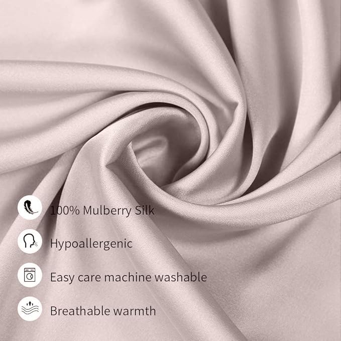 100% Mulberry Silk Pillowcases Set of 2 for Hair and Skin and Super Soft and Breathable King Size Nature Silk Pillowcases (King, Apricot Gray)