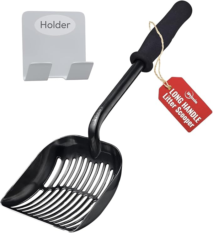 iPrimio Monster Cat Litter Scooper with 17 Inch Long Handle and Soft Grip - Sturdy Extra Large Deep Shovel Scoop - Cat Litter Scoop for Sore Hands - Kitty Litter Box Accessory