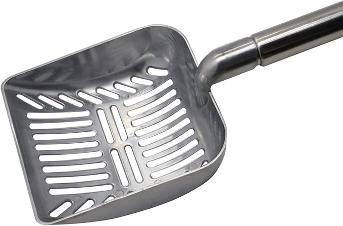 Cat Litter Scooper Metal Cat Litter Scoop Long Handle Cat Scoop Aluminum Litter Box Scooper Kitty Litter Scoop Non-Stick Stronger Large Cat Litter Sifter Scoop Manages Big Clumps of Multi-cat Families