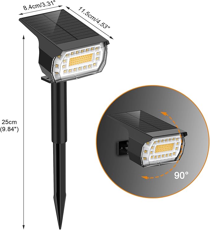 LANSOW Solar Spot Lights Outdoor, 2-in-1 Solar Landscape Spotlights, 3 Modes