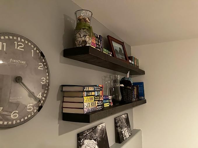 joelsantiques - 48 Inch Wooden Floating Shelves for Wall - 48x6x2 in - Made of Natural Wood - Long Heavy Duty Rustic Wall Shelves for Bedroom - Perfect for Living Room, Kitchen - Mocha