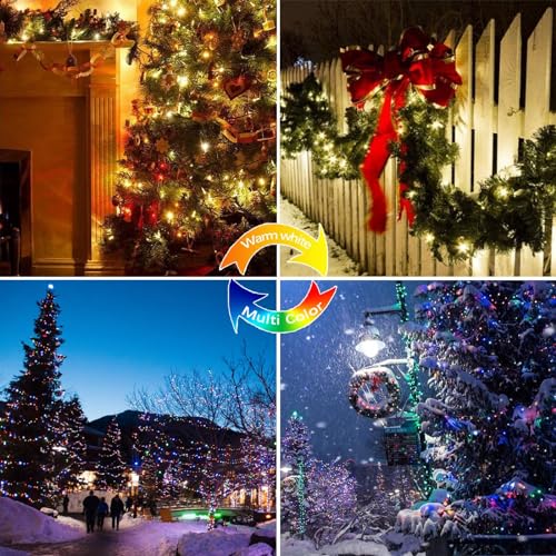 Solar Christmas String Lights Outdoor 2Pack 200LED (2 Count)