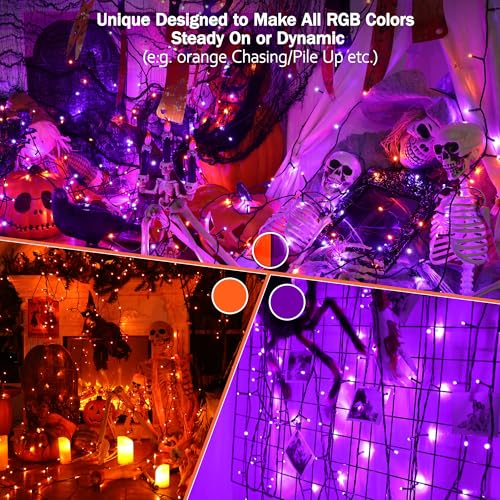 Orange & Purple USB Halloween Lights (33 Foot)