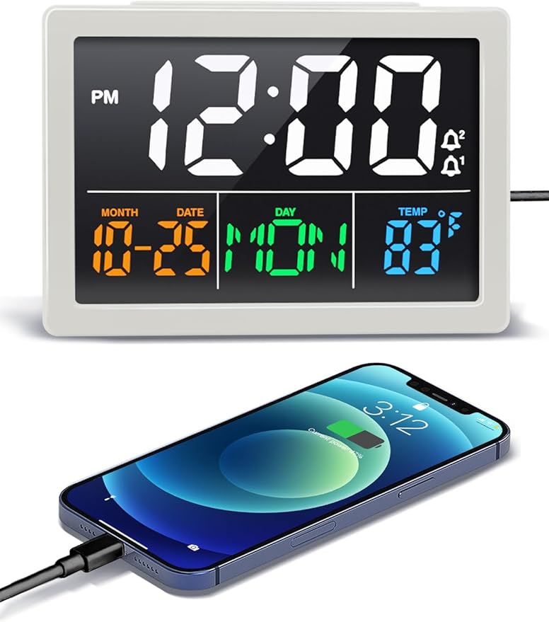 Digital Alarm Clock, with 5.5" Large LED Time Display, Adjustable Alarm Volume