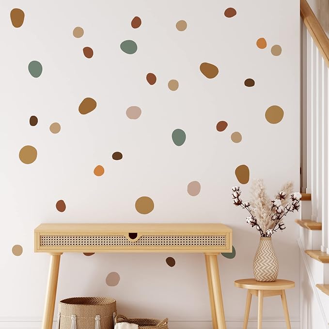 Boho Polka Dot Wall Decals 84 PCS, Boho Wall Sticker for Girls Room Living and Playroom Nursery, Removable Wall Decals Kids Room Decor Vinyl Murals DIY Cute Decorations (12 Sheets)