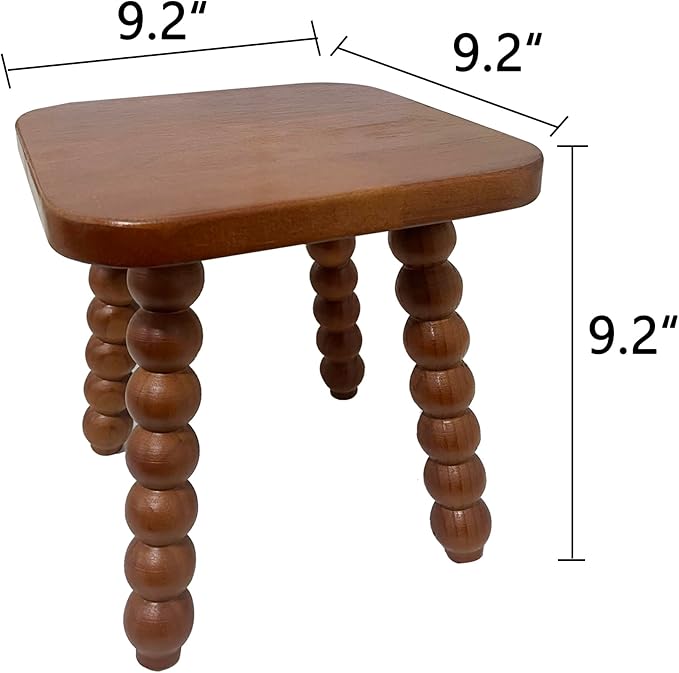 Solid Wooden footstool9.3 Inch - Short Stool for Kids & Adults, Sensory Table Helper - Sturdy Foot Stool for Bathroom, Kitchen, Bedroom, Natural Plant Stand, Toddler Helper (Brown)