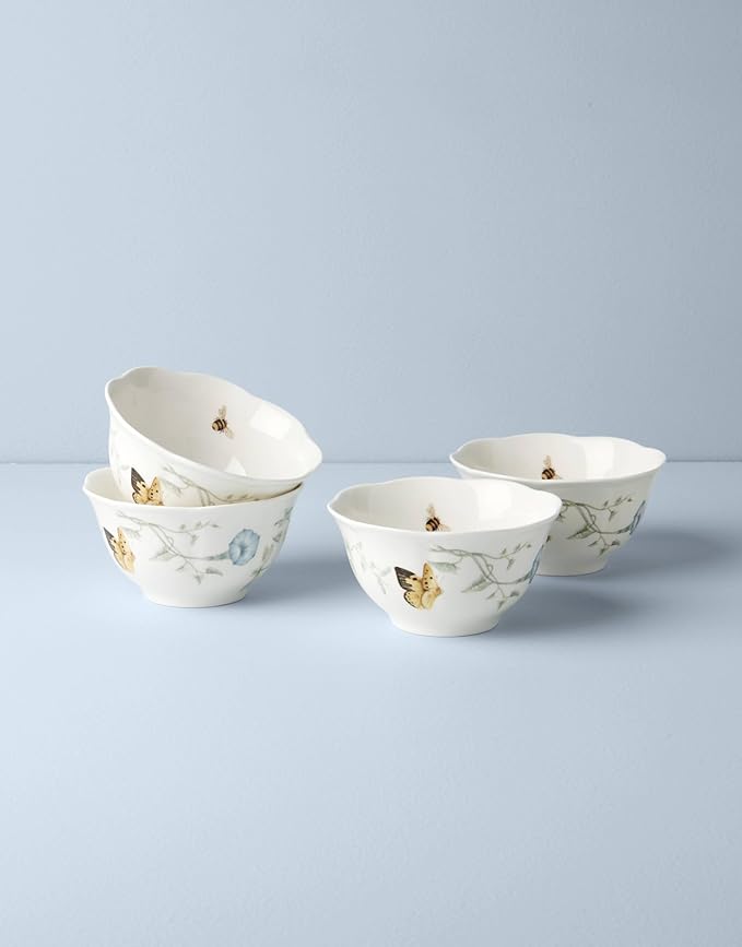 Lenox 792566 Butterfly Meadow 4-Piece Rice Bowl Set , White