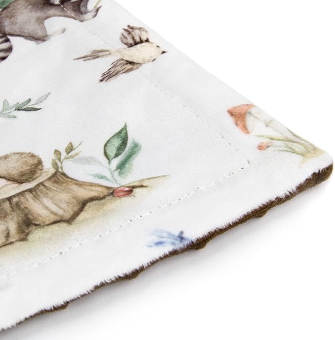 HOMRITAR Baby Blanket for Kids with Animal Woodland Soft Plush Minky Blanket with Double Layer Dotted Backing for Bed Sofa Traveling 50 x 60 Inch(125x150cm)