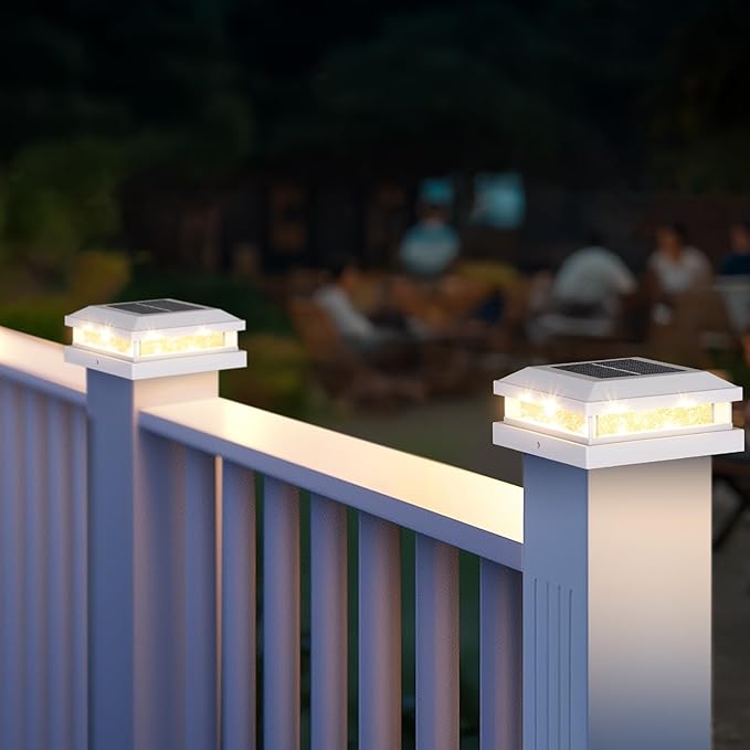 8-Pack Solar Post Cap Lights Outdoor, Waterproof Solar Powered Deck Lights