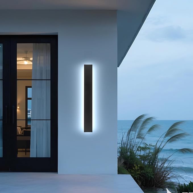 47.2in Outdoor Wall Light Exterior, AioTio Black Long LED Outdoor Wall Light