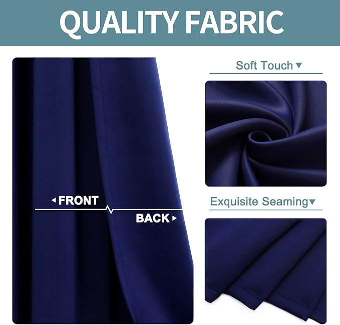 ChrisDowa Grommet Blackout Curtains for Bedroom and Living Room - 2 Panels Set Thermal Insulated Room Darkening Curtains (Navy Blue, 52W x 72L)