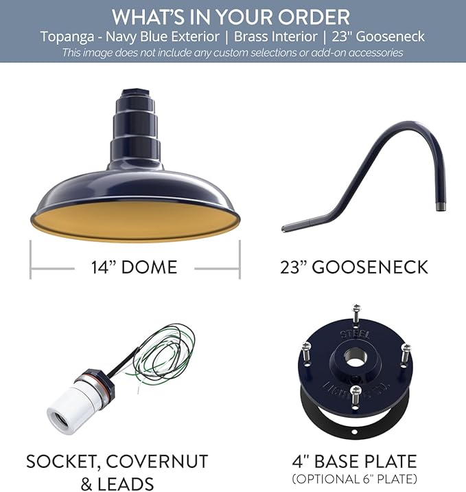 Steel Lighting Co. Topanga Barn Light | Outdoor Wall Mounted | 14 inch Dome |