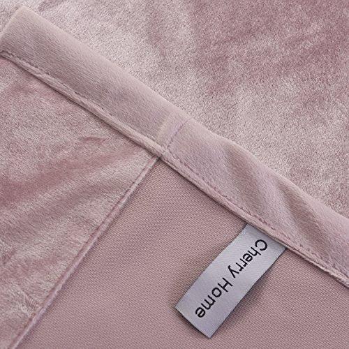 Super Soft Luxury Velvet Curtains Set of 2 Pink Flannel Blackout Drapes Grommet Draperies for Sliding Glass Door 52Wx96L inch