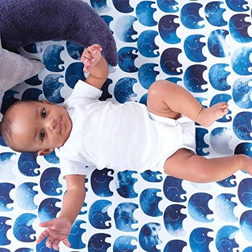 Oilo Crib Sheet, Breathable, Fitted, Turkish Cotton Jersey, 300 Thread Count, Machine Washable, Fits Standard Crib (28" x 52" x 6"), Toddler Bedding, Girl, Boy, & Neutral Nursery Design, Elephant
