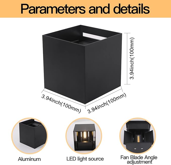4 Pack Outdoor Wall Lights Exterior/Interior LED Wall Sconces IP65 Waterproof