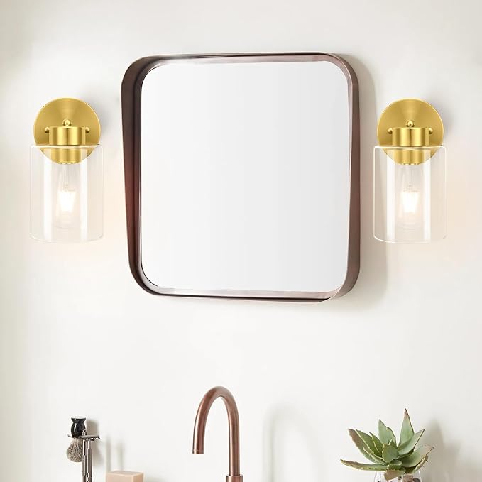 Bathroom Light, Wall Sconces Set of Two, Brushed Gold Vanity Sconce Lights