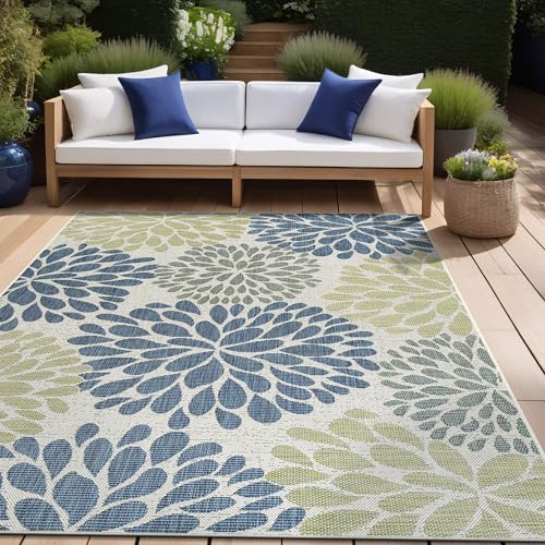 Outdoor Rug 5x7 Modern Exotic Tropical Leaf Area Rugs for Indoor and Outdoor Patio Deck Porch Garden Water Resistant Washable Outside Carpet
