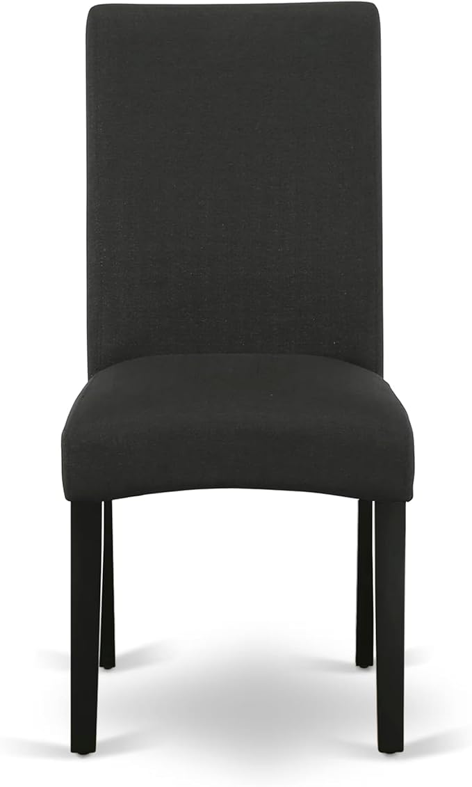 East West Furniture V697DR124-6 6 Piece Dining Table Set Contains a Rectangle Wooden Table with V-Legs and 4 Black Color Linen Fabric Parson Chairs with a Bench, 40x72 Inch, Multi-Color
