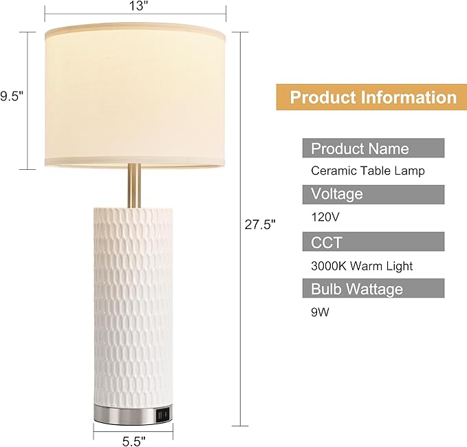 27.5" Ceramic Table Lamp, Table Lamp