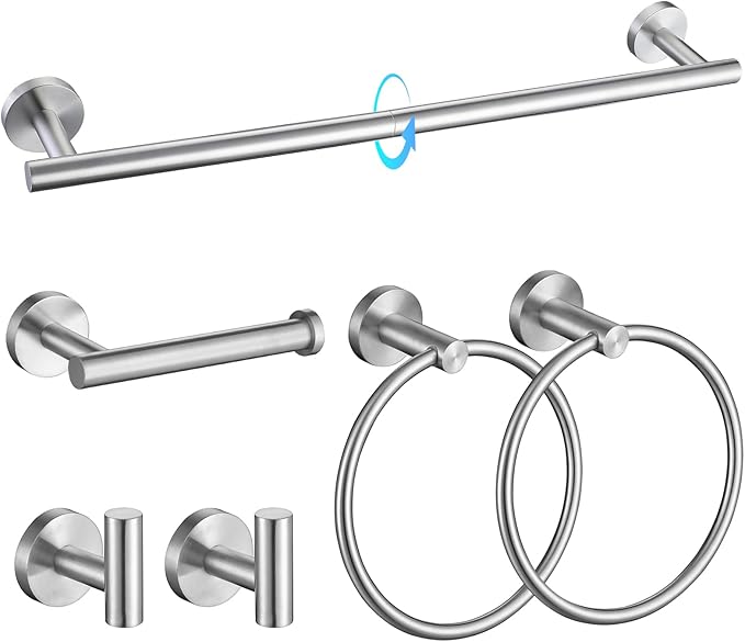 TQKAG Brushed Nickel Bathroom Hardware Set 6-Piece Bathroom Accessory Set 23.6