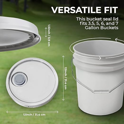 3.5-Gallon White Bucket Pail with Spout Lid, Metal Handles with Plastic Grip for Easy Carrying, Easy Stack and Store, Heavy-Duty Extra Durable, Food Grade, BPA Free - 3 Pack