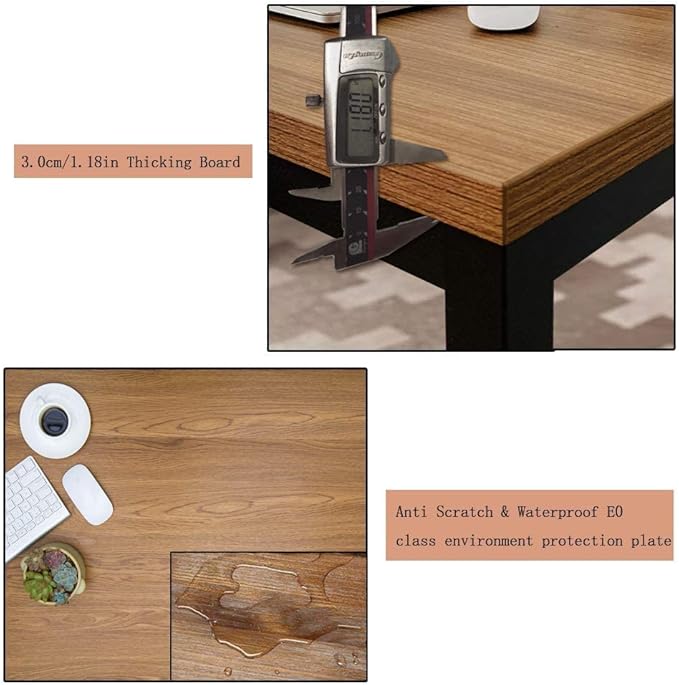 BIBOC 24X55 inches Computer Desk/Dining Table, Office Desk, Composite Wood Board Sturdy Writing Workstation for Home Office Walnut and Black Legs