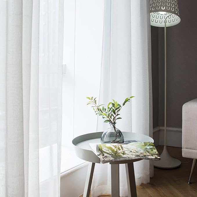 MIULEE White Window Sheer Curtains for Bedroom Living Room Solid Elegant Net Drapes 2 Panels Width 38 x Length 72 Inches
