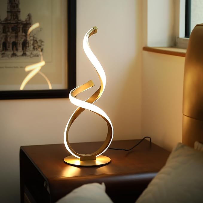 Bedside Table Lamp, LED Touch Dimmable Spiral Desk Lamp