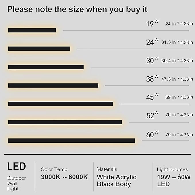 Upgraded 24inch 2pcs Modern Wall Light, 4.33 Inch Wide Dimmable Linear Wall