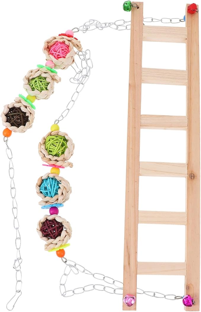 Wooden Chicken Swing and Climbing Ladder for Pet Roosters and Hens, Hanging Coop Perch Accessory for Outdoor Poultry Play Random Color
