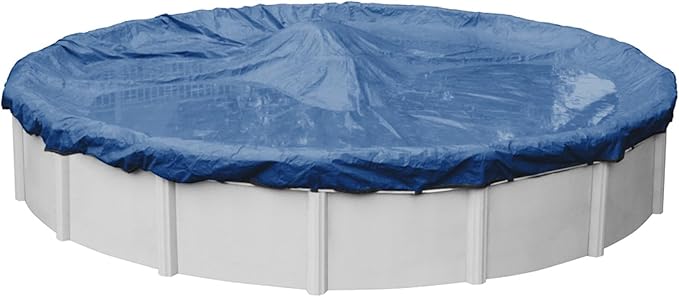 Robelle 21 ft Industrial Blue Winter Pool Cover for Above Ground Pools, 4 ft Overlap (25 ft Cover Size), Solid 14 x 12 Scrim, 4.5 oz/yd2, 20-Year Warranty, Style: 2021-4