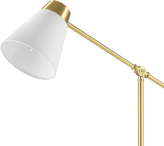 69" Floor Lamp, Swing Arm, Matte Brass Plated, On/Off Rotary Switch on Socket