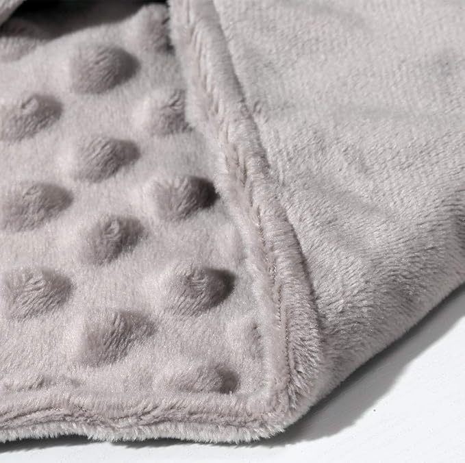 CREVENT Cozy Plush Baby Security Blanket Loveys for Baby Boys and Girls, Minky Dot Front + Sherpa Backing with Animal Head (Grey Elephant + Tag)